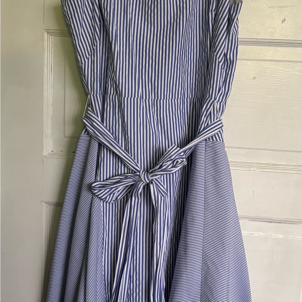 Elegant Blue Striped Dress